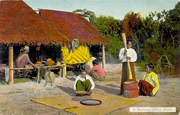 A Burmese Village Scene.