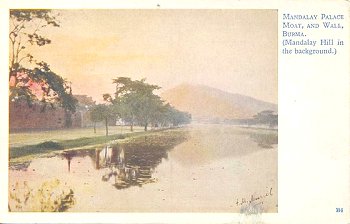 Mandalay Palace Moat, and Wall, Burma. (Mandalay Hill in the background) B4