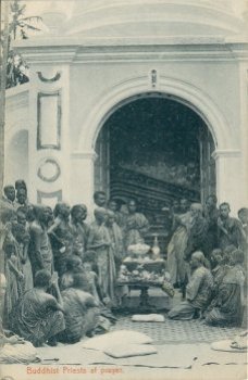 Buddhist Priests at prayer.