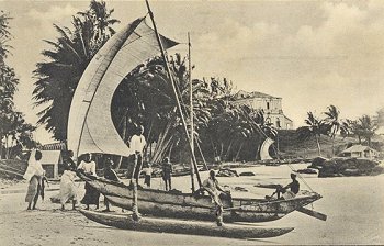 No. 44. - Out-rigger Fishing Canoes on the beach at Mt. Lavinia.