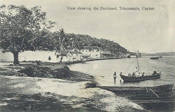 View showing the Dockyard, Trincomalie, Ceylon
