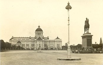 Present throne hall with Statue of Rama V Bangkok Siam