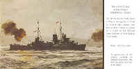The British Cruiser 'HMS Orion' shelling a strongpoint at Hable de Heurtot