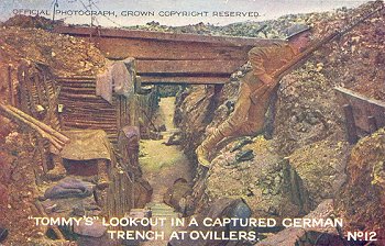 "Tommy's Look-Out in a Captured German Trench at Ovillers.