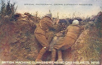 British Machine Gunners Wearing Gas Helmets No. 15