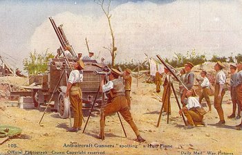 105. Anti-aircraft gunners "spotting" a Hun Plane