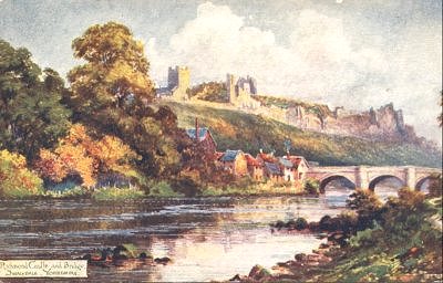 Richmond Castle and Bridge, Swaledale, Yorkshire