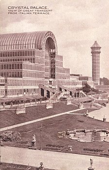 Crystal Palace, View of Great Transept from Italian terrace.