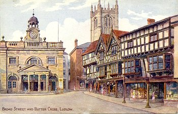 Broad Street and Butter Cross, Ludlow.