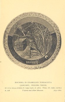 Roundel in Enamelled Terracotta (January; Felling Trees)