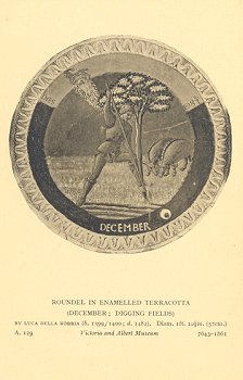 Roundel in Enamelled Terracotta (December; Digging Fields)