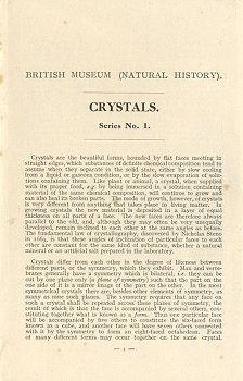 Descriptive leaflet - Crystals. Series No. 1